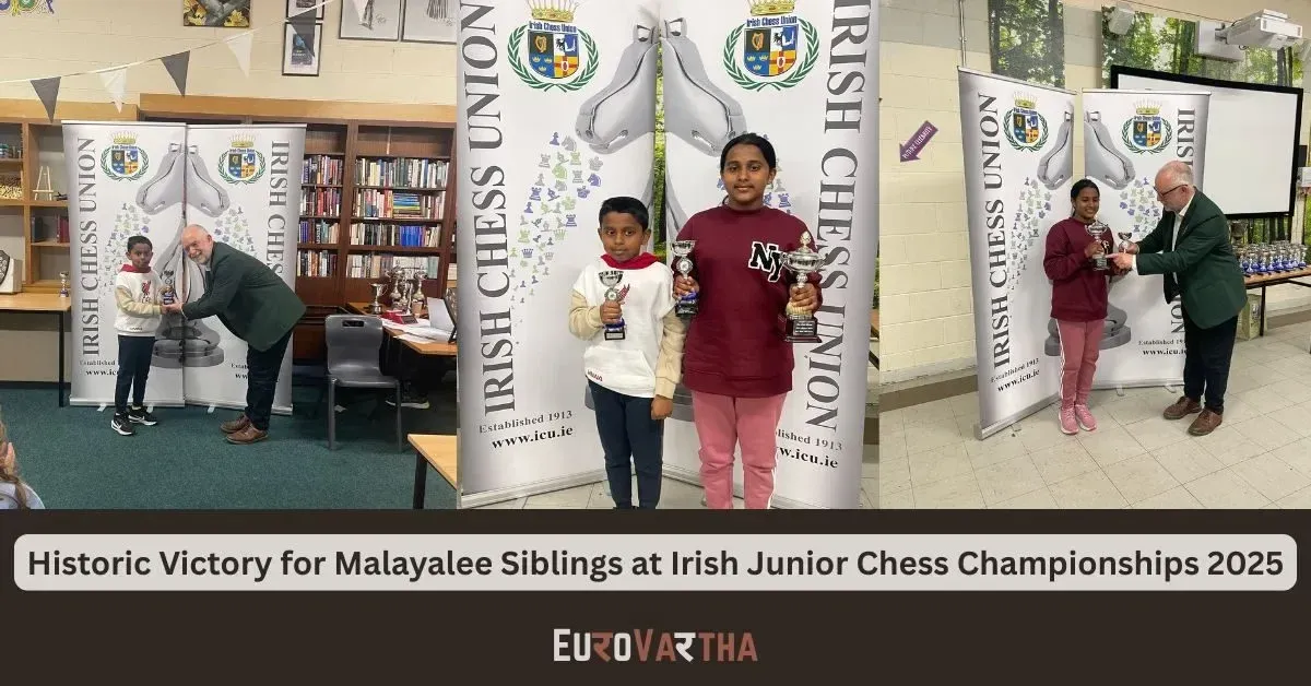 Malayali Siblings Shine at Irish Junior Chess Championship Hosted by Coláiste Éanna
