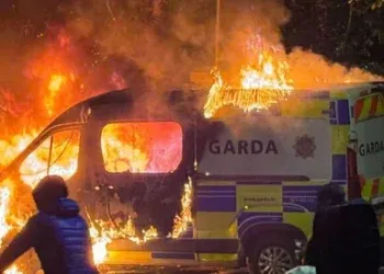 gardai van fire