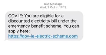 Electricity Credit Scam Alert: Beware of Fake gov.ie Texts Offering Discounts