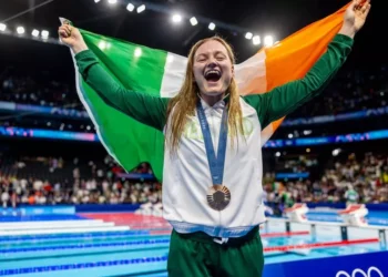 Ireland’s Mona McSharry celebrates with her bronze medal (Image: ©INPHO/Morgan Treacy)