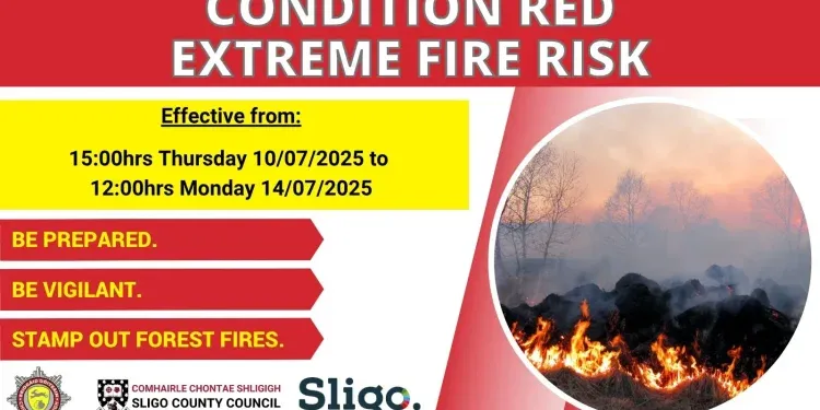 County Sligo Under Extreme Fire Risk Warning Until Monday